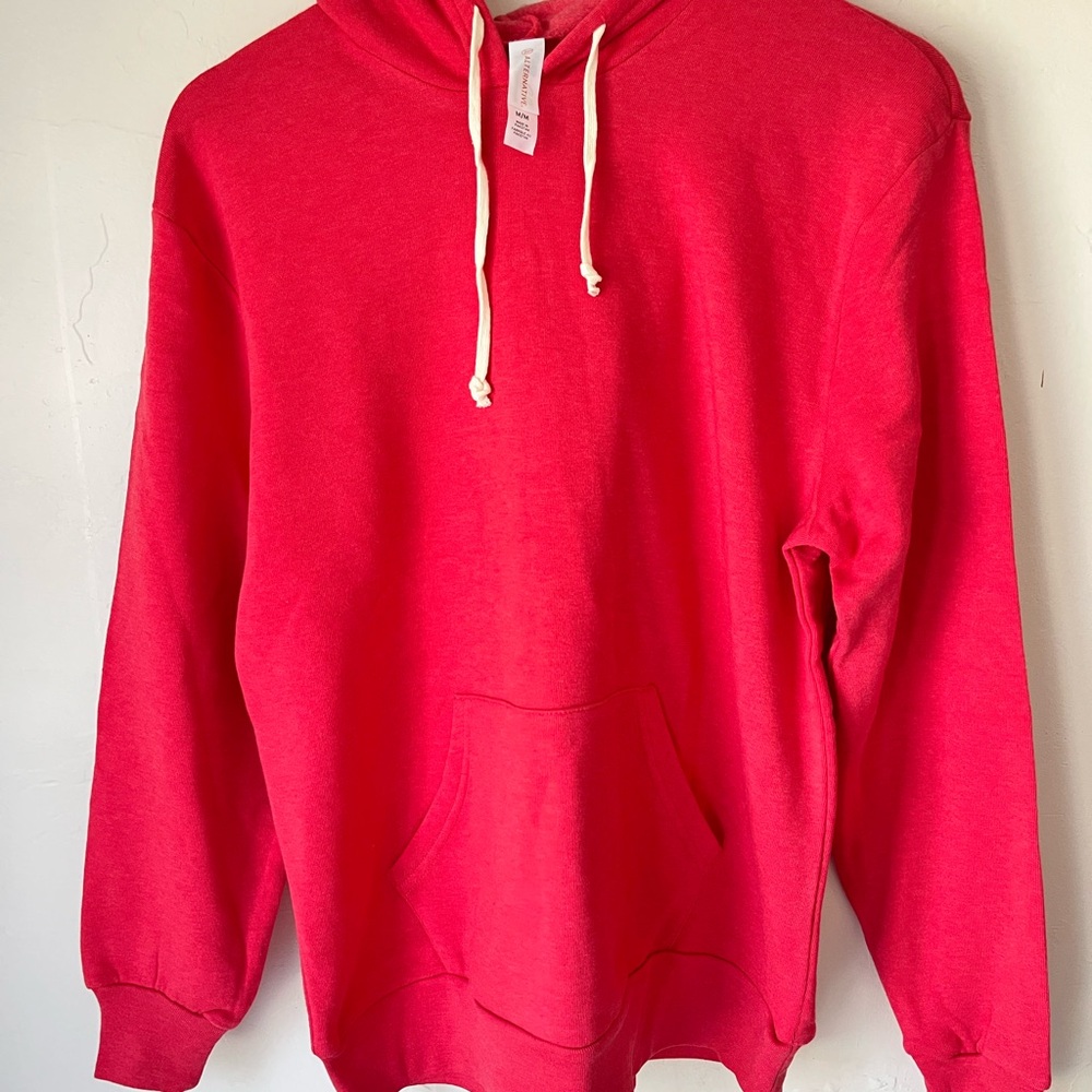 Alternative Redish/Pink Hooded Pullover Sweatshirt with Kangaroo Pocket